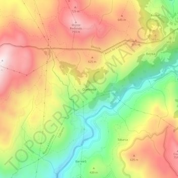 Mapa topográfico Quebrada, altitude, relevo