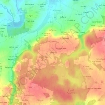 Mapa topográfico Trémelin, altitude, relevo
