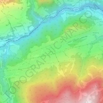 Mapa topográfico Embach, altitude, relevo