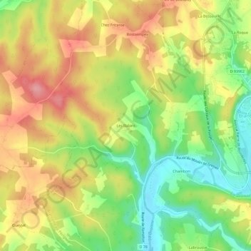 Mapa topográfico Les Balans, altitude, relevo