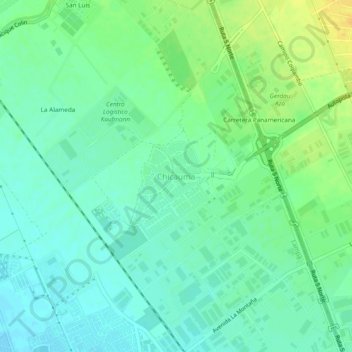Mapa topográfico Chicauma, altitude, relevo