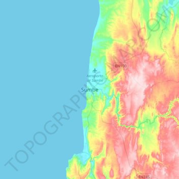 Mapa topográfico Sumbe, altitude, relevo