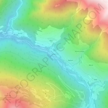 Mapa topográfico Aubert, altitude, relevo