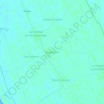 Mapa topográfico Mayorquín, altitude, relevo