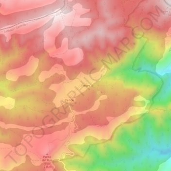 Mapa topográfico Fredes, altitude, relevo