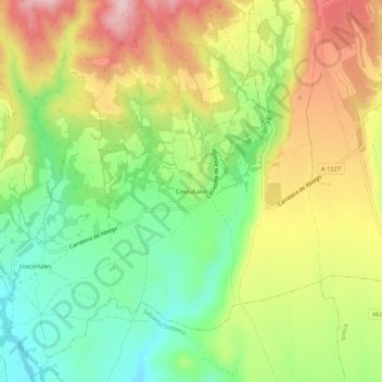 Mapa topográfico Coscullano, altitude, relevo