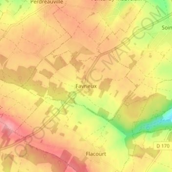 Mapa topográfico Favrieux, altitude, relevo