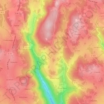 Mapa topográfico Cubelle, altitude, relevo