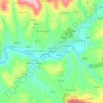 Mapa topográfico Serobela, altitude, relevo