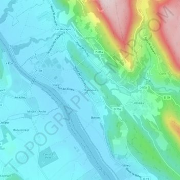 Mapa topográfico Chevrieux, altitude, relevo