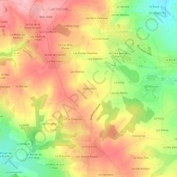 Mapa topográfico Saint-Thia, altitude, relevo