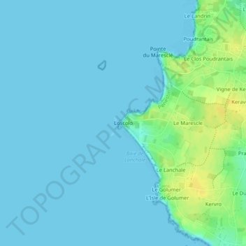 Mapa topográfico Loscolo, altitude, relevo