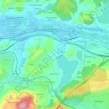 Mapa topográfico Overo, altitude, relevo