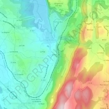 Mapa topográfico Le Bert, altitude, relevo