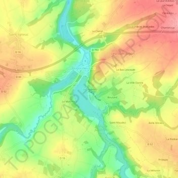 Mapa topográfico La Couaille, altitude, relevo