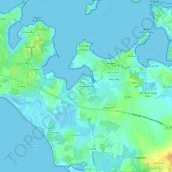 Mapa topográfico Kermaillard, altitude, relevo