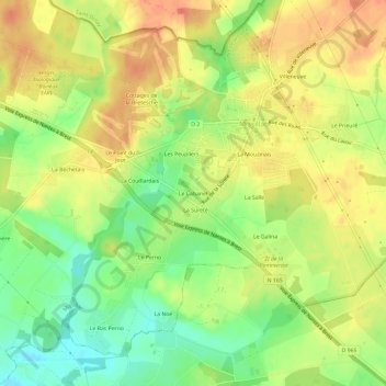 Mapa topográfico Le Cabanet, altitude, relevo