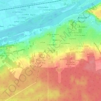 Mapa topográfico Le Chenil, altitude, relevo