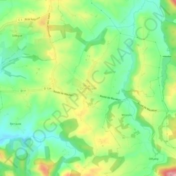 Mapa topográfico Domezain, altitude, relevo