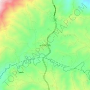 Mapa topográfico MONDOMO, altitude, relevo