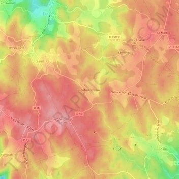 Mapa topográfico Chataur le Vieux, altitude, relevo