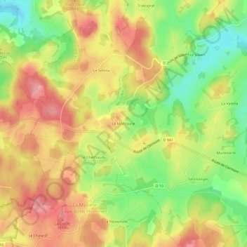Mapa topográfico Le Montaurat, altitude, relevo