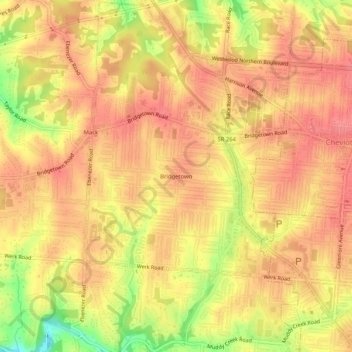 Mapa topográfico Bridgetown, altitude, relevo