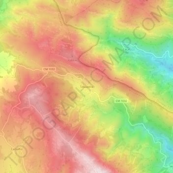 Mapa topográfico Tabuadela, altitude, relevo