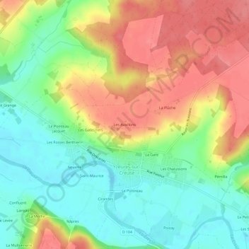 Mapa topográfico Les Availlons, altitude, relevo