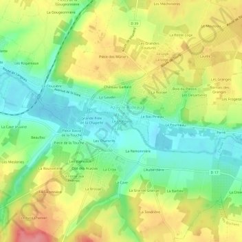 Mapa topográfico Le Château, altitude, relevo