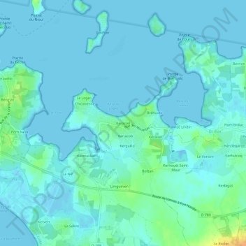 Mapa topográfico Kerassel, altitude, relevo