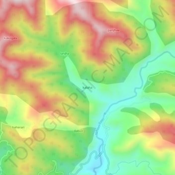 Mapa topográfico kalaha, altitude, relevo