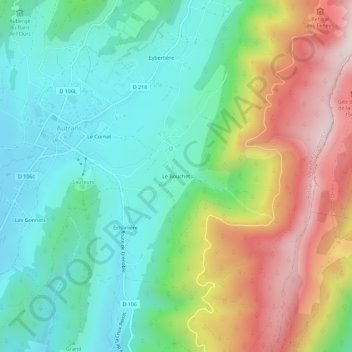 Mapa topográfico Le Bouchet, altitude, relevo
