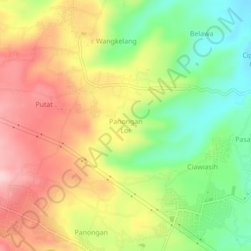 Mapa topográfico Panongan Lor, altitude, relevo
