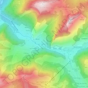 Mapa topográfico Les Portes, altitude, relevo