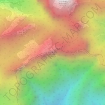 Mapa topográfico Pico dos Três Municípios, altitude, relevo