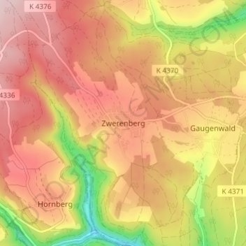 Mapa topográfico Zwerenberg, altitude, relevo