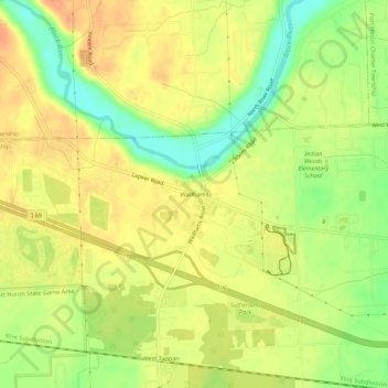 Mapa topográfico Wadhams, altitude, relevo