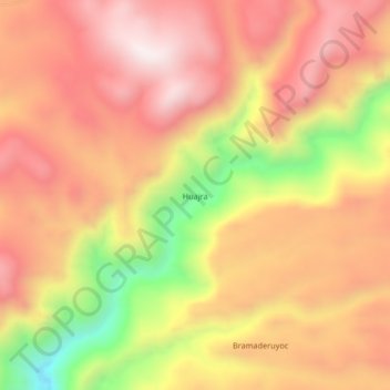 Mapa topográfico Huajra, altitude, relevo