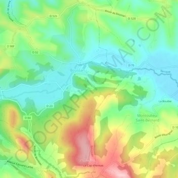 Mapa topográfico Esbayles, altitude, relevo