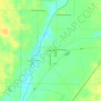 Mapa topográfico Sumnerville, altitude, relevo