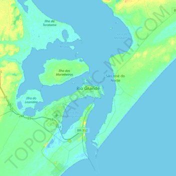 Mapa topográfico Rio Grande, altitude, relevo