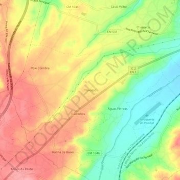 Mapa topográfico Travasso, altitude, relevo