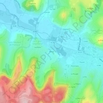 Mapa topográfico Revrey, altitude, relevo