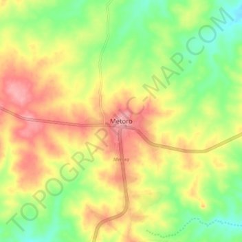 Mapa topográfico Metoro, altitude, relevo