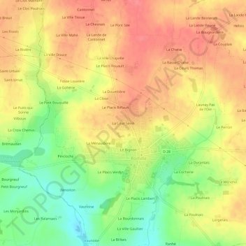 Mapa topográfico La Cour Sevin, altitude, relevo