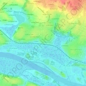 Mapa topográfico La Garotais, altitude, relevo