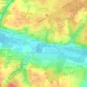 Mapa topográfico Le Fourneau, altitude, relevo