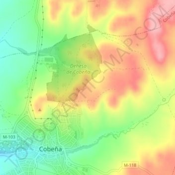 Mapa topográfico Alfalfar, altitude, relevo