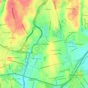 Mapa topográfico Chester Heights, altitude, relevo